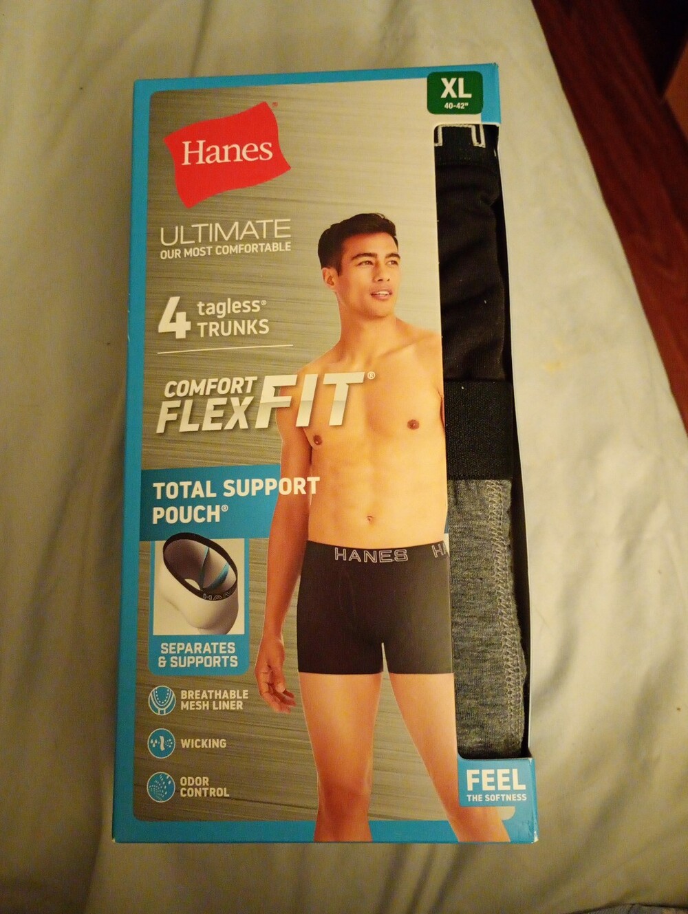 Two Packs Hanes Ultimate Comfort Flex Fit Tagless Trunks Men’s XL